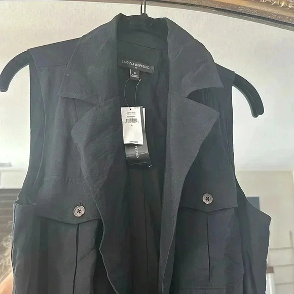 NWT BANANA REPUBLIC BLACK TWILL UTILITY BELTED DRESS SIZE 8 - Picture 3 of 4